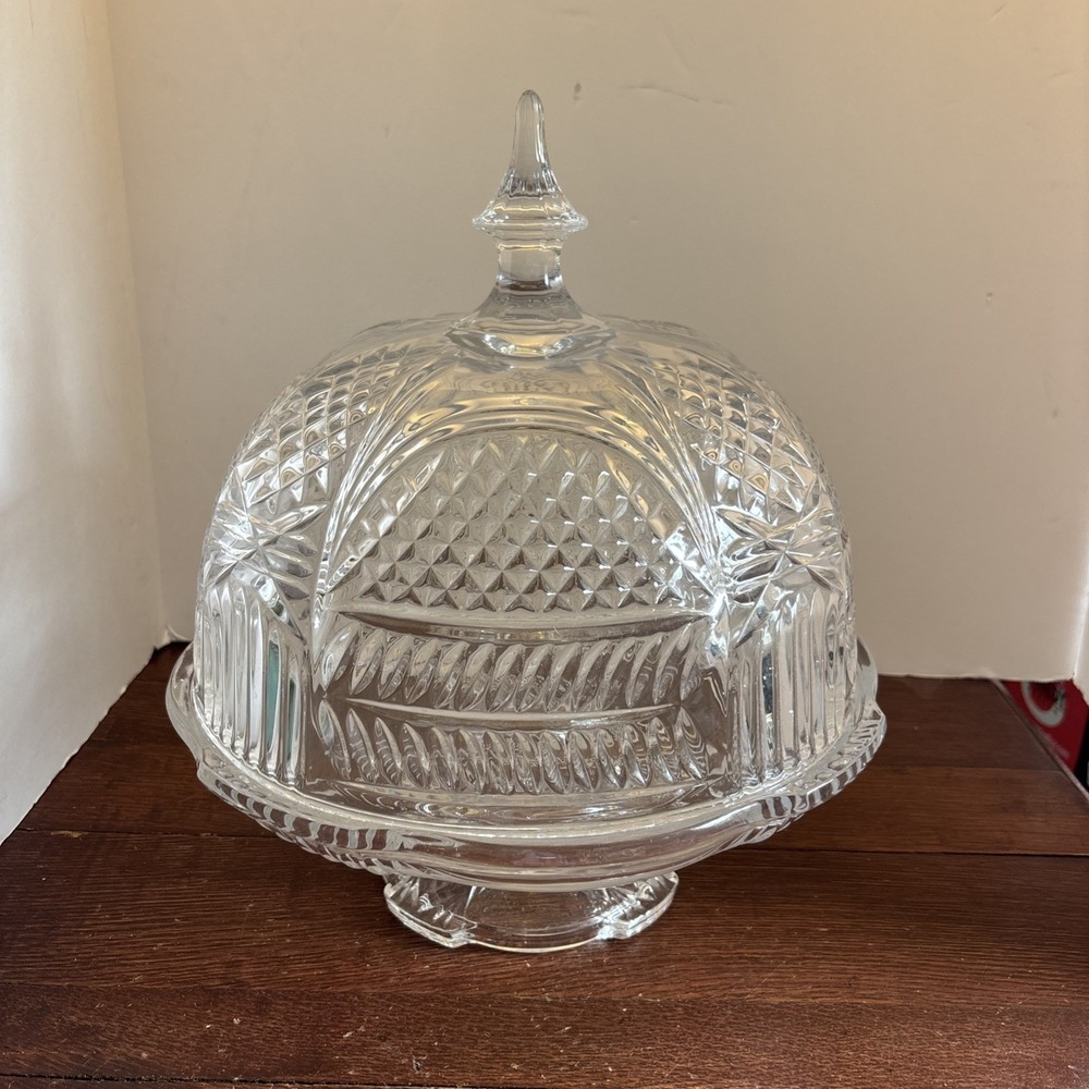 Lexington by Godinger Heavy Cut Crystal Tall Domed Pedestal Cake Stand Stunning